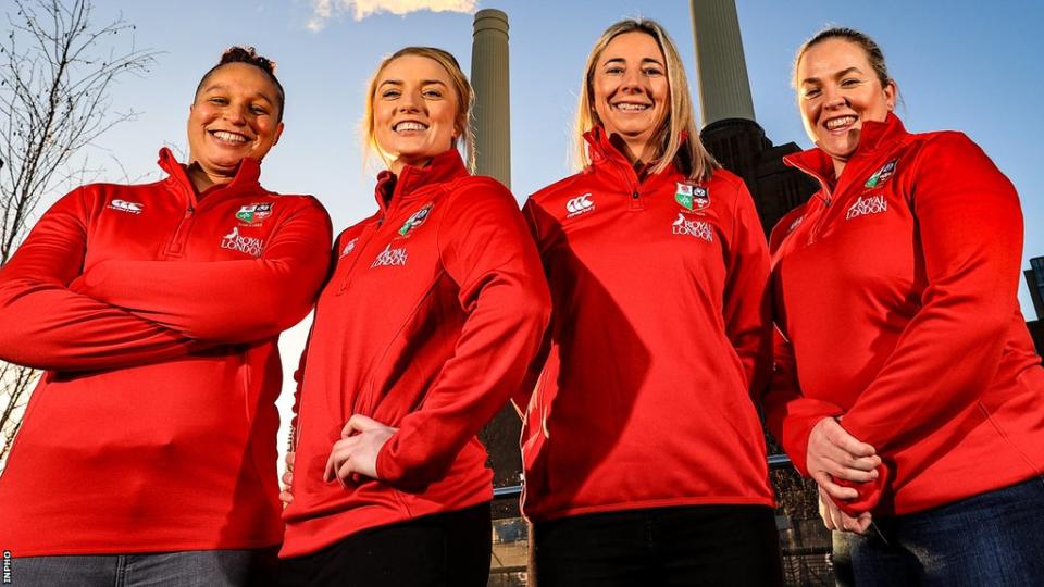 Shaunagh Brown, Megan Gaffney, Elinor Snowsill and Niamh Briggs at the British and Irish Lions launch