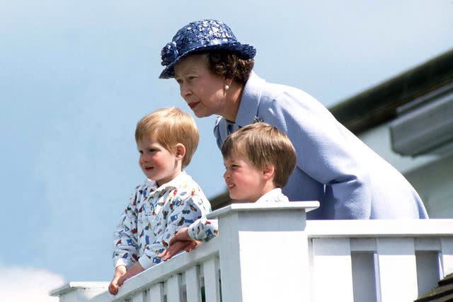 Tim Graham Photo Library via Getty Prince Harry, Prince William and Queen Elizabeth