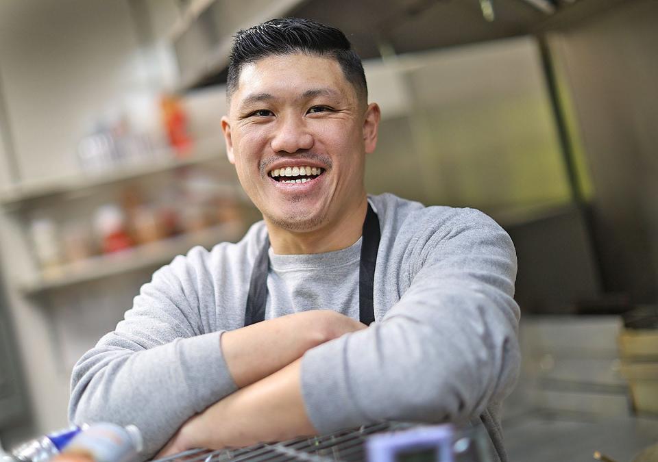 Quincy chef Laurence Louie, owner of Rubato in North Quincy, shown on Tuesday, Feb. 27, 2024, was recently featured on the Food Network show "Chopped."