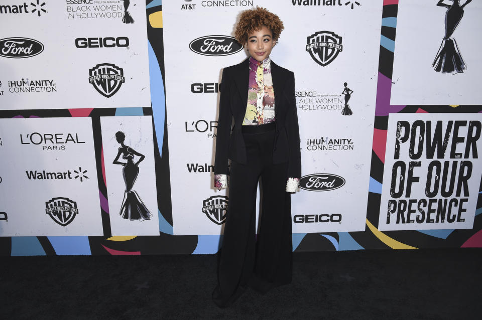 Amandla Stenberg attends the 12th Annual ESSENCE Black Women in Hollywood Awards at the Beverly Wilshire Hotel on Thursday, Feb. 21, 2019, in Beverly Hills, Calif. (Photo by Richard Shotwell/Invision/AP)