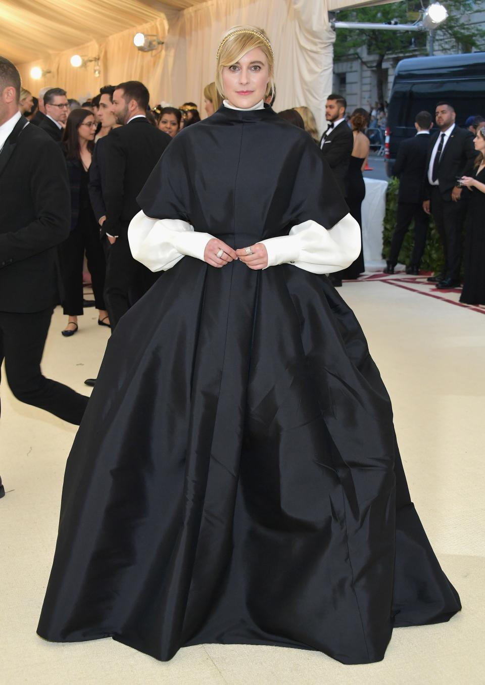 <h1 class="title">Greta Gerwig in The Row and Tiffany & Co. jewelry</h1><cite class="credit">Photo: Getty Images</cite>