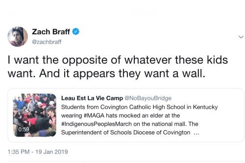 Zach Braff Twitter Native American Rally