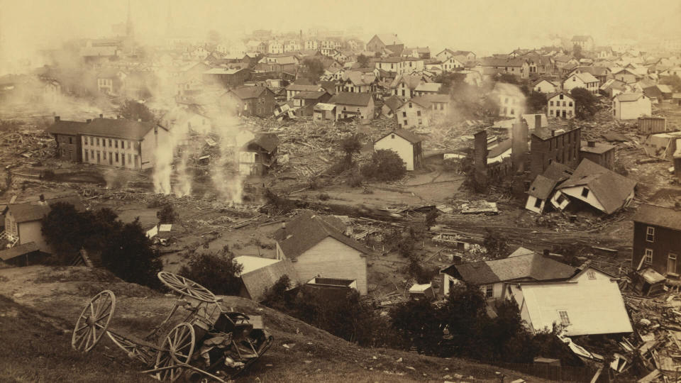 General view of Johnstown from high ground after the flood of May 31st, 1889.