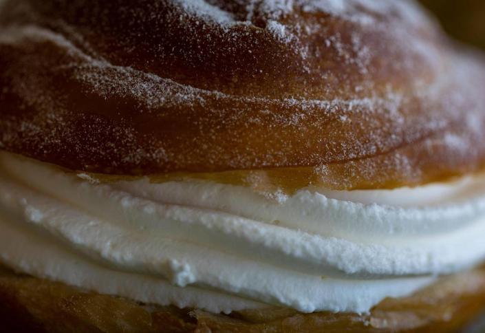 An ensaimada &#x002014; light, sweet, coiled pastry stuffed with whipped cream &#x002014; at CalaMillor Gourmet Experience in Miami.