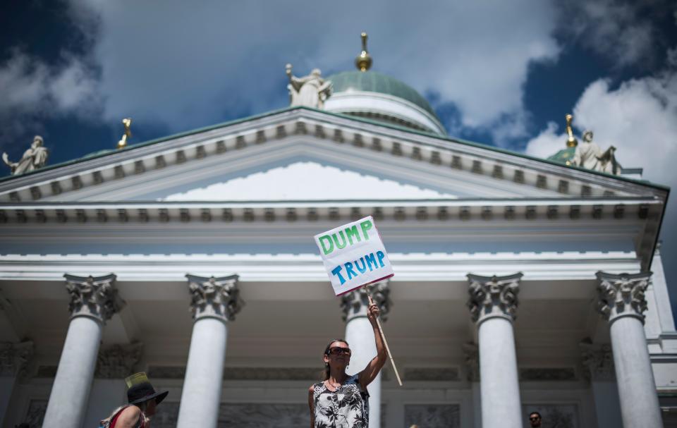 Protests in Helsinki ahead of Trump-Putin summit