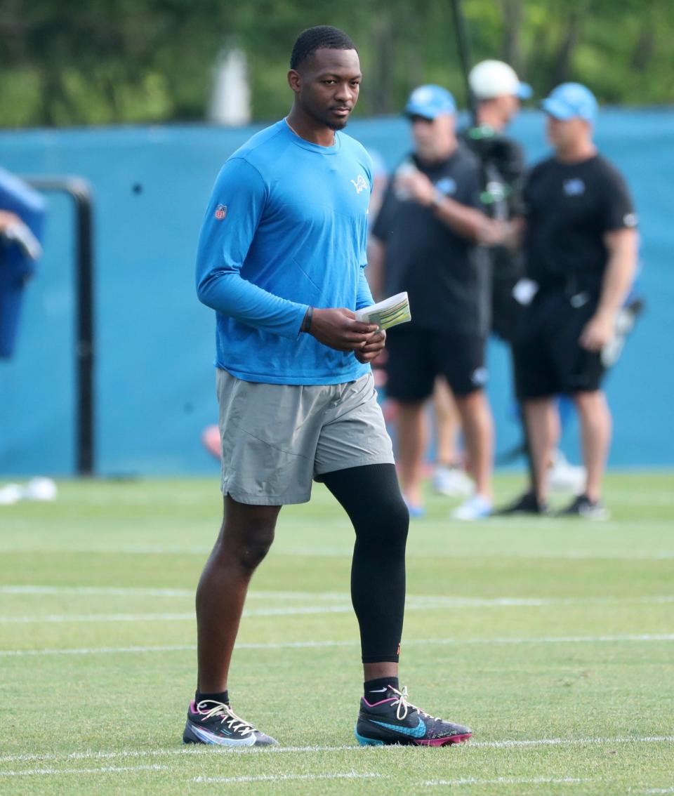 Lions quarterback Hendon Hooker watches the action during training camp on Wednesday, Aug. 02, 2023, in Allen Park.