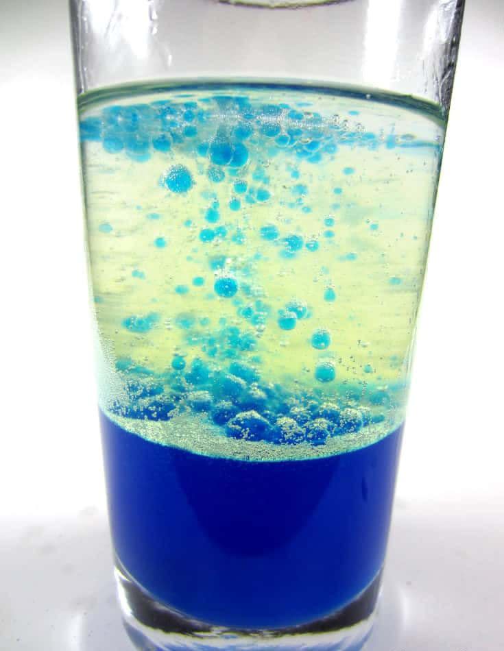 <p>Oil and water with food coloring don't mix, teaching kids about density. For fun, add an antacid tablet, and bubbles start to flow all around like a groovy lava lamp.</p><p><em><a href="https://www.rookieparenting.com/the-best-homemade-lava-lamp-density-experiment/" rel="nofollow noopener" target="_blank" data-ylk="slk:Get the tutorial at Rookie Parenting »" class="link ">Get the tutorial at Rookie Parenting »</a></em></p>