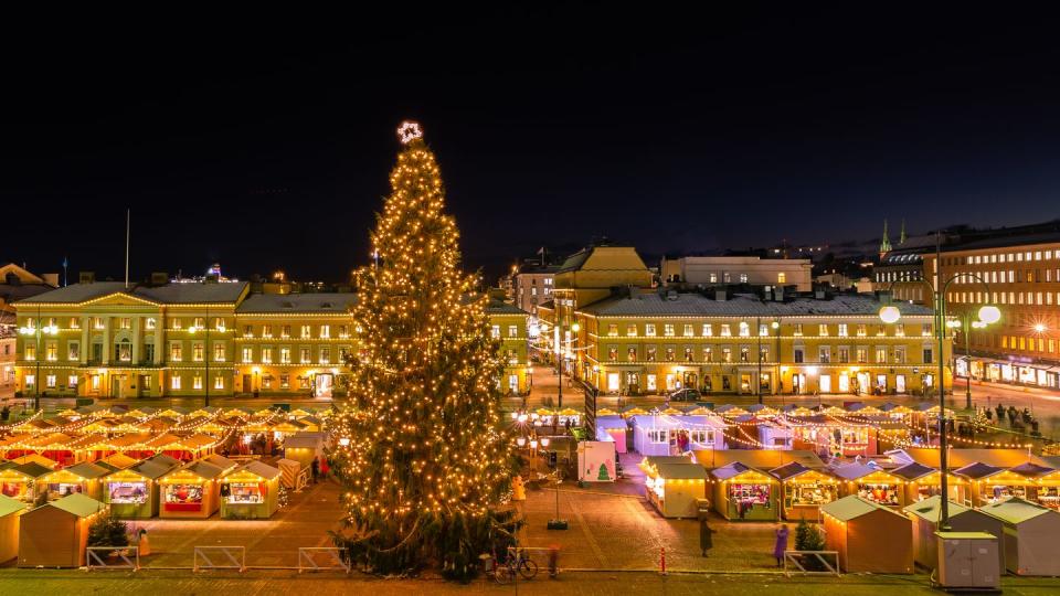 christmas market on senate square in helsinki finland
