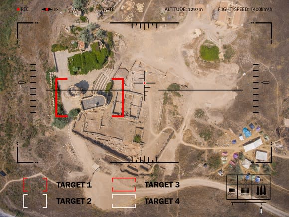 Aerial view of a drone spying ground targets