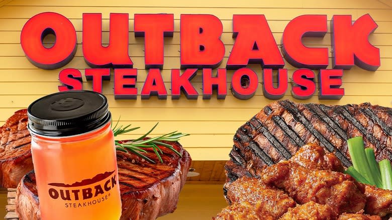 Outback Steakhouse logo and food 