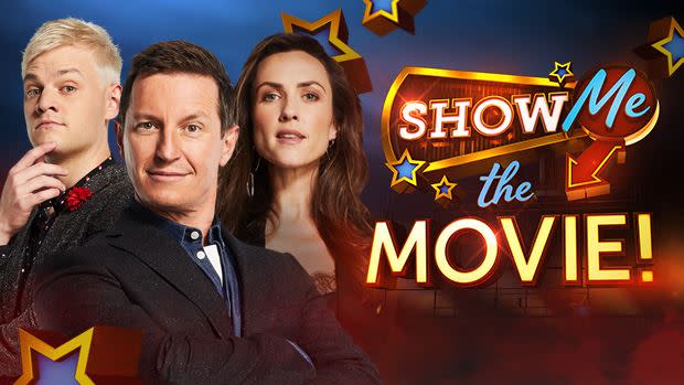 Rove is having a ball hosting his light entertainment program, Show Me The Movie with Joel Creasey and Jane Harber. Source: Channel Ten