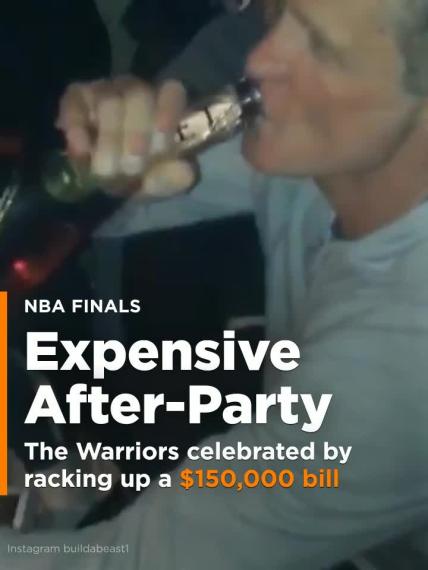 The Warriors racked up a $150,000 bill celebrating their title at the club