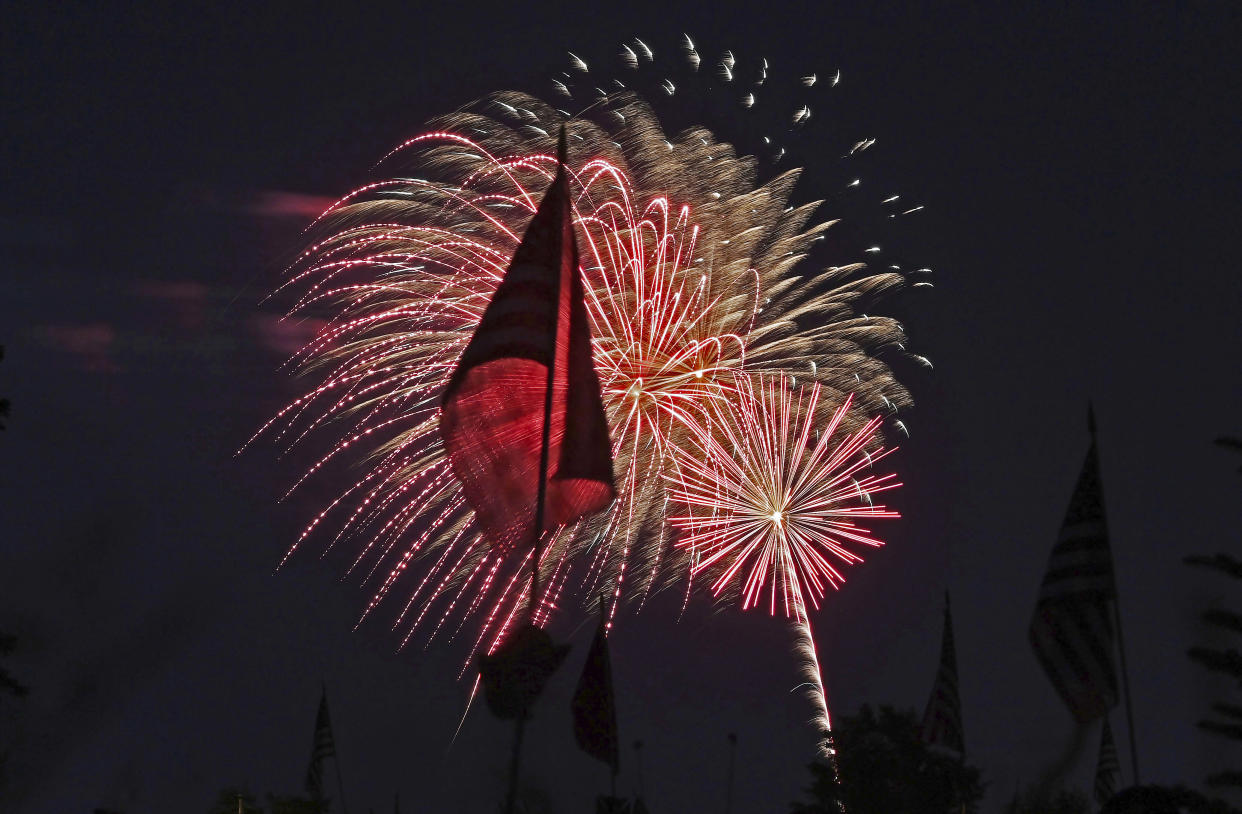 Fireworks illuminate the sky above Somerset County Memorial Park in Pennsylvania. 