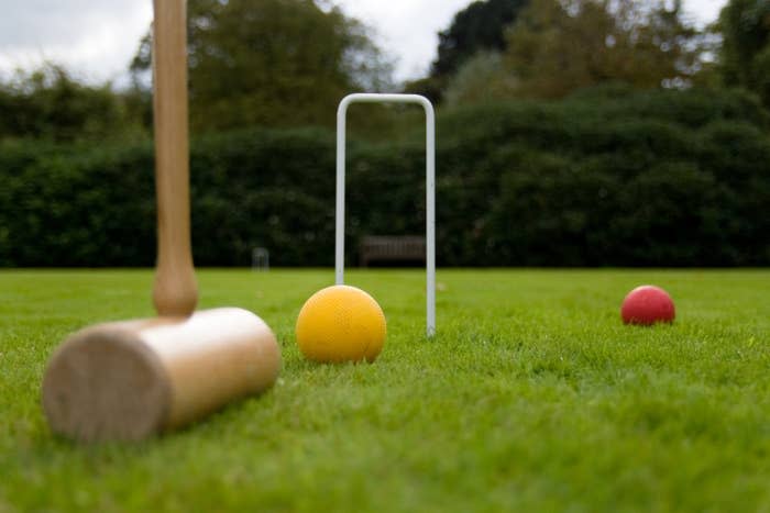 Croquet mallet and balls