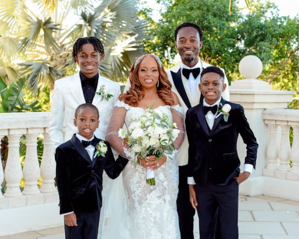 PHOTO: Kemorene Mills-Armstrong and her husband Kirkland Armstrong renewed their wedding vows on March 23 in Florida. They were surrounded by their three sons, their family and friends. (Courtesy Eva Campbell of EvaC. Photography)