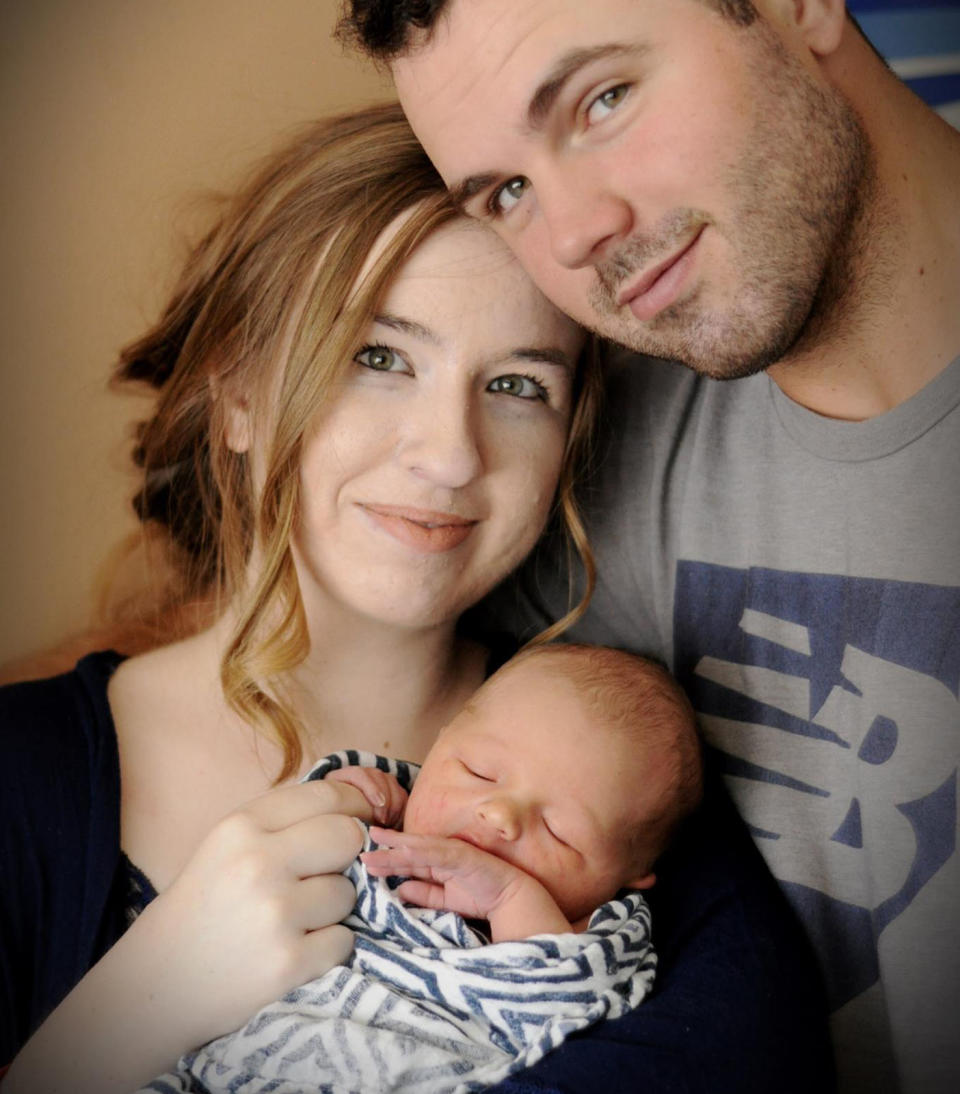 Blake Bivens with wife Emily, 25, and son Cullen, 14 months, who were both killed in Virginia, US.