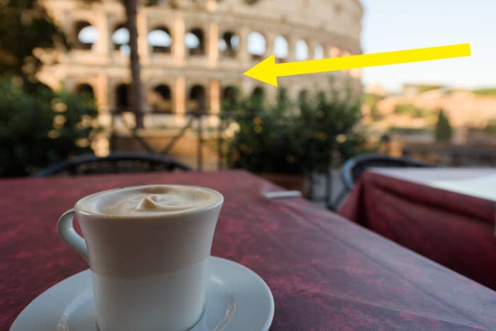 A cup of coffee near the Colosseum.