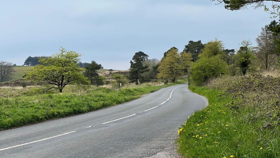 The road approaching the junction