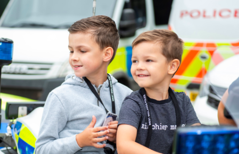 Oscar and his younger brother Charlie spent the day with the police (West Midlands Police)