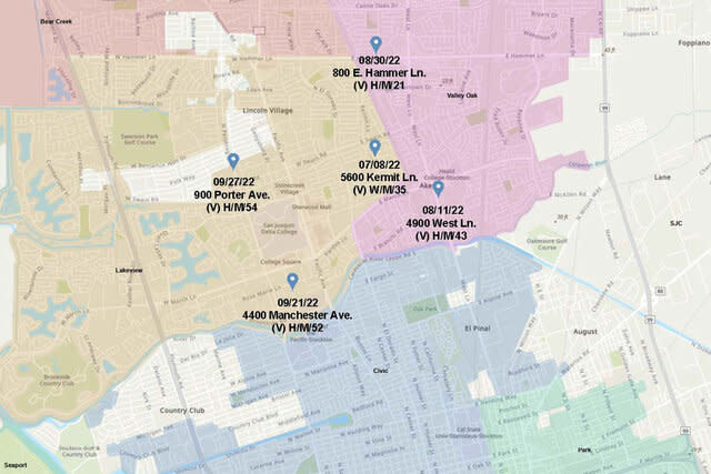 Stockton Serial Killer Suspect Map