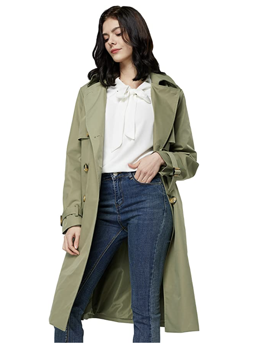 3) Orolay 3/4 Length Double Breasted Trench Coat