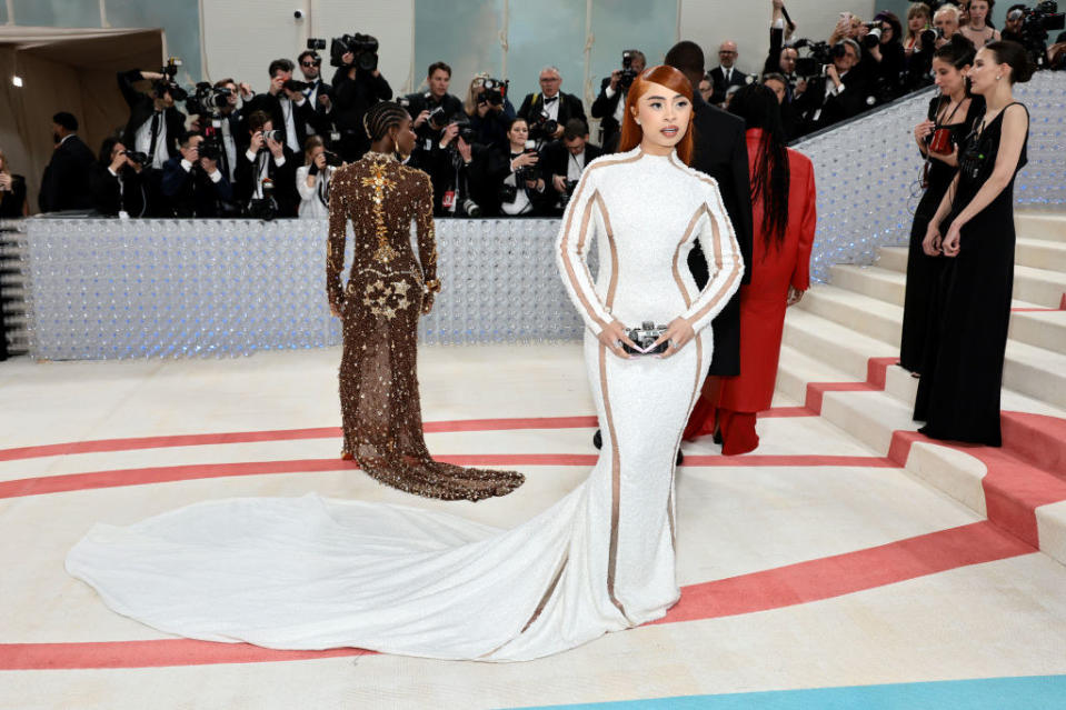 Ice Spice attends The 2023 Met Gala in a see-through gown