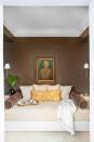 <p>Warm, chocolatey brown is another one of our favorite unexpected springtime shades. <a href="https://www.housebeautiful.com/design-inspiration/house-tours/a28221473/palmer-weiss-sonoma-home-tour/" rel="nofollow noopener" target="_blank" data-ylk="slk:Palmer Weiss;elm:context_link;itc:0;sec:content-canvas" class="link ">Palmer Weiss</a> paired it with upholstery in pale, creamy orange to create a cozy napping nook in her own Sonoma vacation home.</p>
