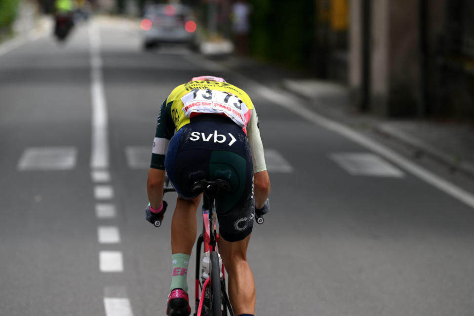 BORGO VAL DI TORO ITALY  JULY 03 Veronica Ewers of The United States and Team EF EducationTibcoSvb competes in the breakaway during the 34th Giro dItalia Donne 2023 Stage 4 a 134km stage from Fidenza to Borgo Val di Toro  UCIWWT  on July 03 2023 in Borgo Val di Toro Italy Photo by Dario BelingheriGetty Images