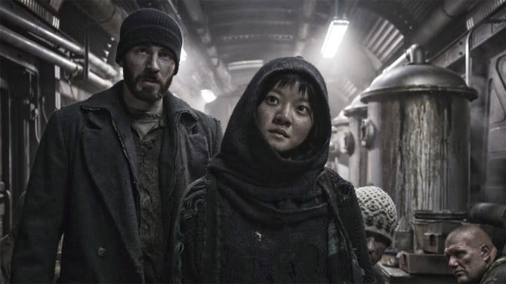 Chris Evans and Ko Asung in Snowpiercer.