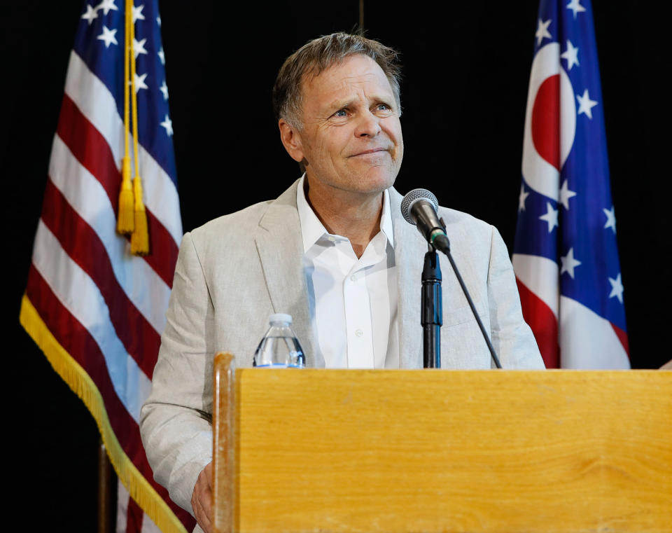 <p>Fred Warmbier, father of Otto Warmbier, a University of Virginia undergraduate student who was imprisoned in North Korea in March 2016, speaks during a news conference, Thursday, June 15, 2017, at Wyoming High School in Cincinnati, Ohio. (Photo: John Minchillo/AP) </p>