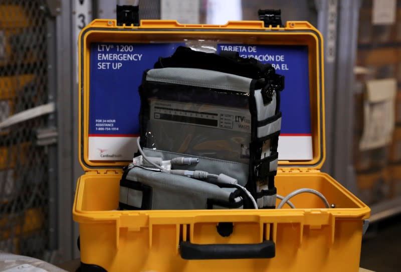 FILE PHOTO: A ventilator is seen at the New York City Emergency Management Warehouse