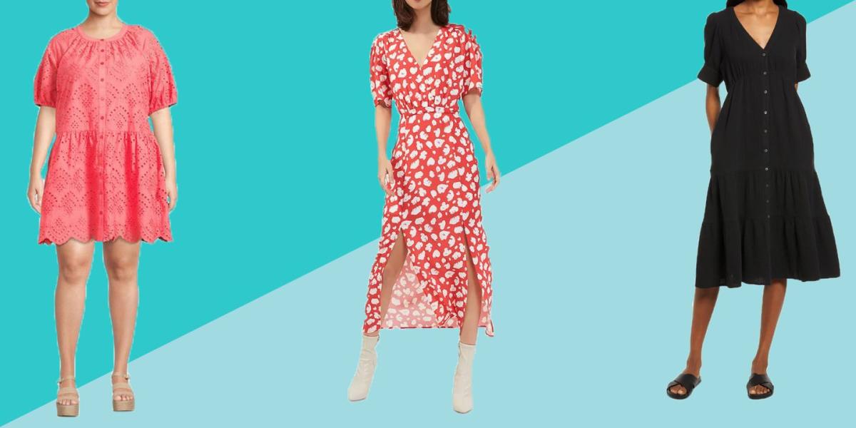 Plus Polka Dot Surplice Front Button Asymmetric Hem Dress  Long sleeve  chiffon dress, One piece dress knee length, One piece dress design