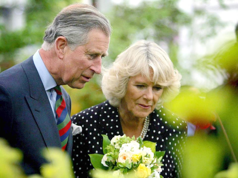 Prince Charles and Camilla in a garden