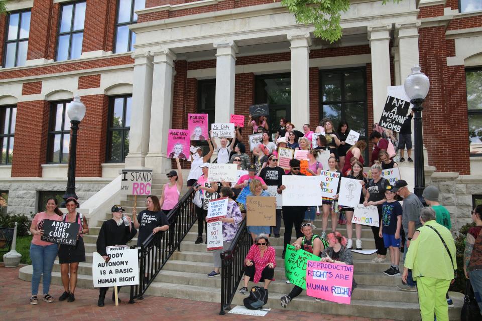 Women's Rights are Human Rights held a Pro Choice Rally in downtown Clarksville Friday, ending with speeches on the steps of the courthouse.