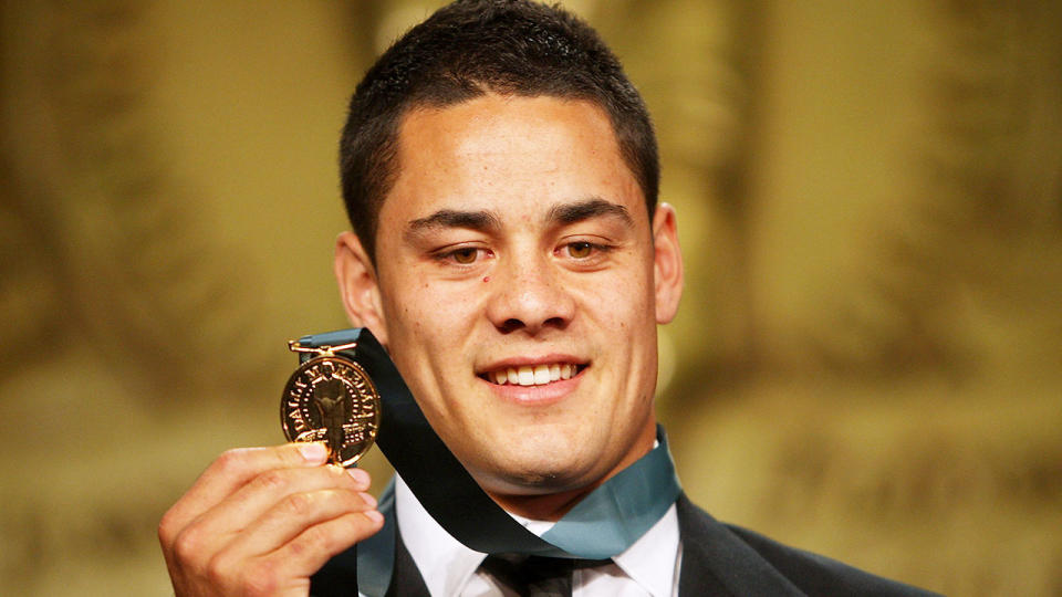 Pictured here, Jarryd Hayne with the Dally M medal he won in 2009.