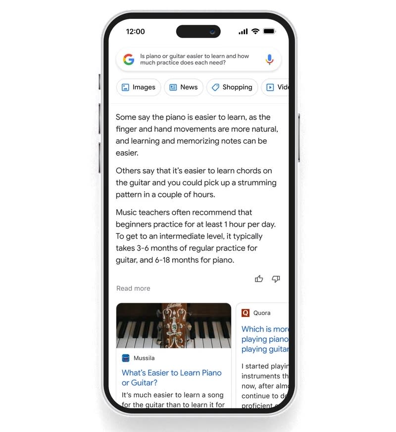 Google says it will soon be adding new AI capabilities to its Search product to provide users' with more nuanced answers to their queries. (Image: Google)