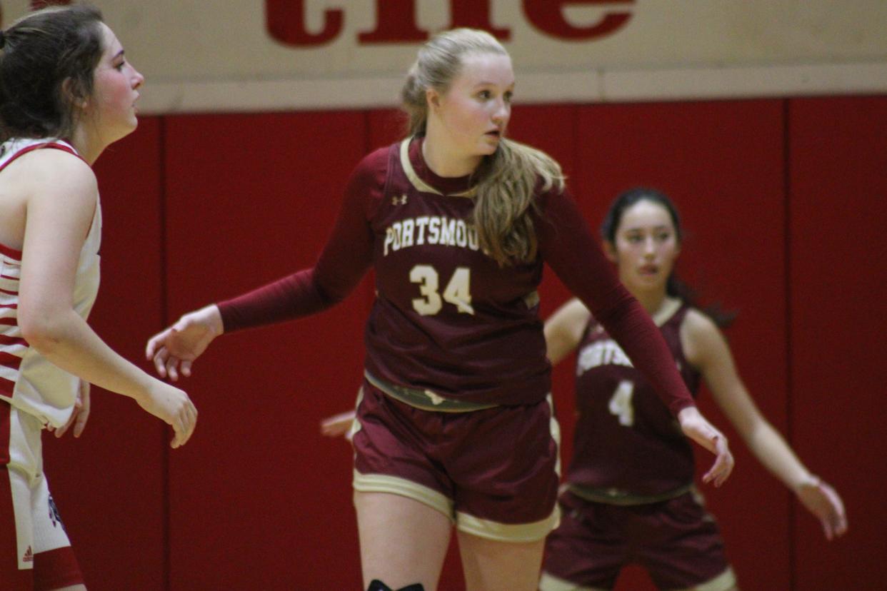 Portsmouth High School junior Maddie MacCannell scored a game-high 12 points in Friday night's 54-29 win over Spaulding.