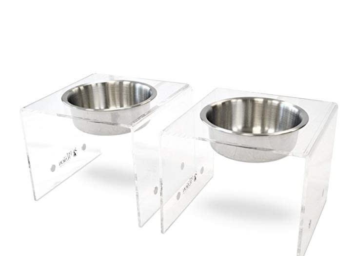 Raised Pet Bowls with Storage Function 2 Stainless Steel Dog Bowls