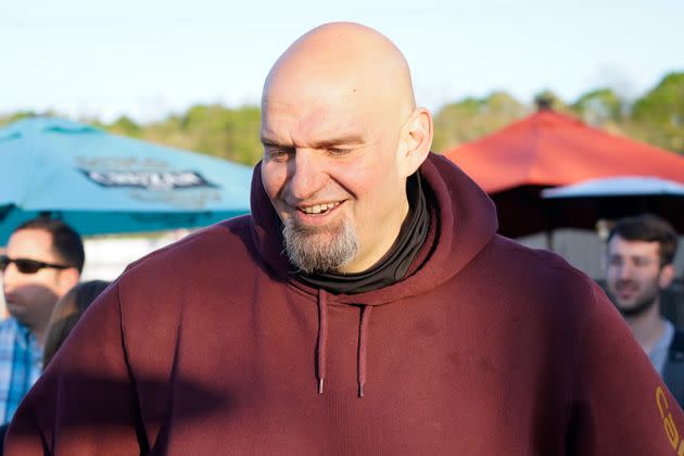 Pennsylvania Lt. Governor John Fetterman (D) campaigns in Greensburg, Pa., on May 10. He has distanced himself from some of his past progressive views and relationships. (Photo: Keith Srakocic/Associated Press)