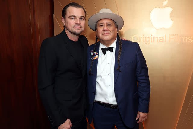 <p>Stewart Cook/Getty Images for Apple TV+</p> Leonardo DiCaprio and Tahlee Redcorn