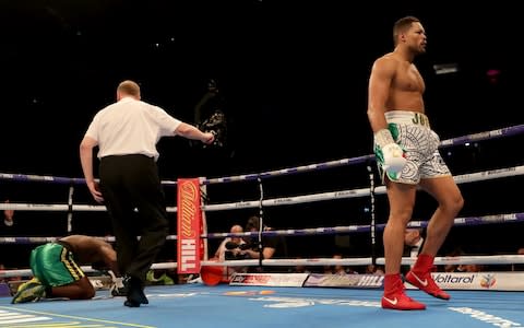 Joyce knocked Thomas down three times at the O2 - Credit: GETTY IMAGES