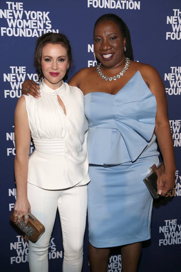 Closeup of Alyssa Milano and Tarana Burke