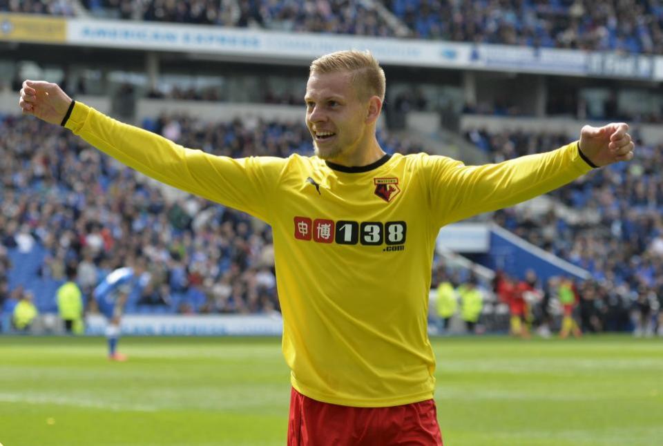 Watford Observer: Victory secured: Matej Vydra celebrates netting the Hornets' second goal