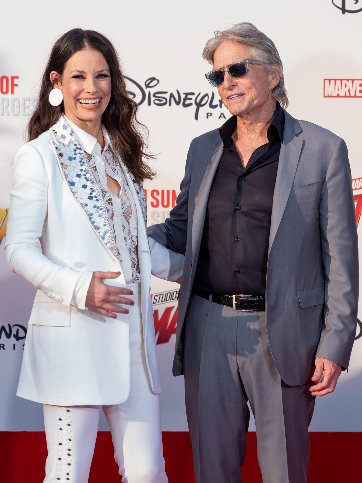 Evangeline Lilly and Michael Douglas Ant-Man premiere