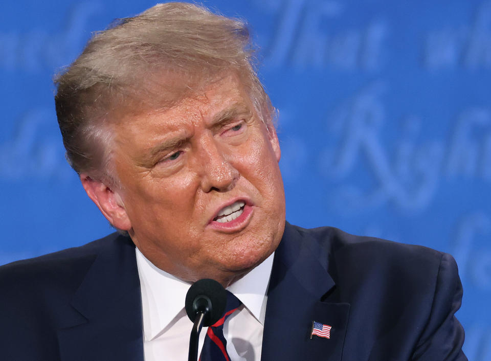 President Donald Trump falsely claimed he paid millions of dollars in federal income taxes in 2016 and 2017 when the topic was briefly broached at Tuesday's presidential debate  (Photo: Win McNamee/Getty Images)