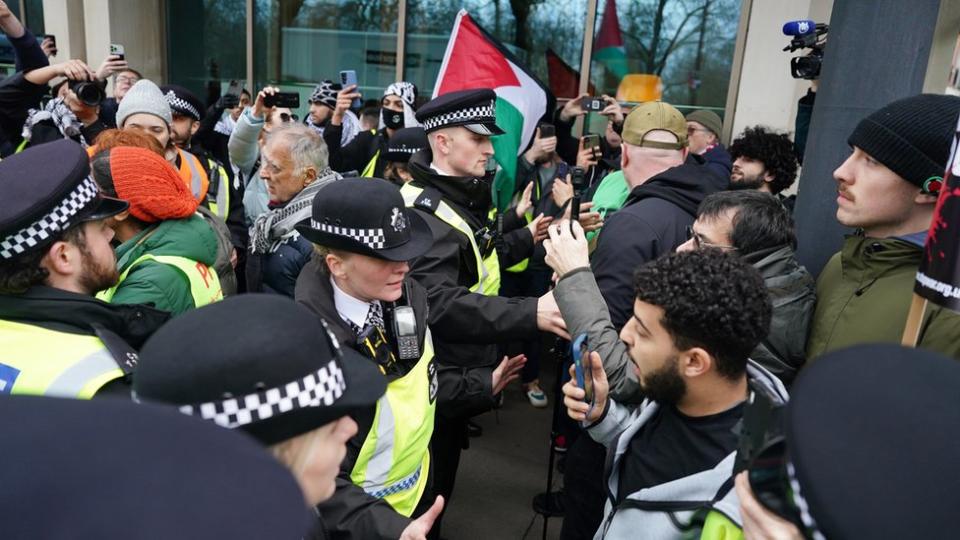 Police officers at protest