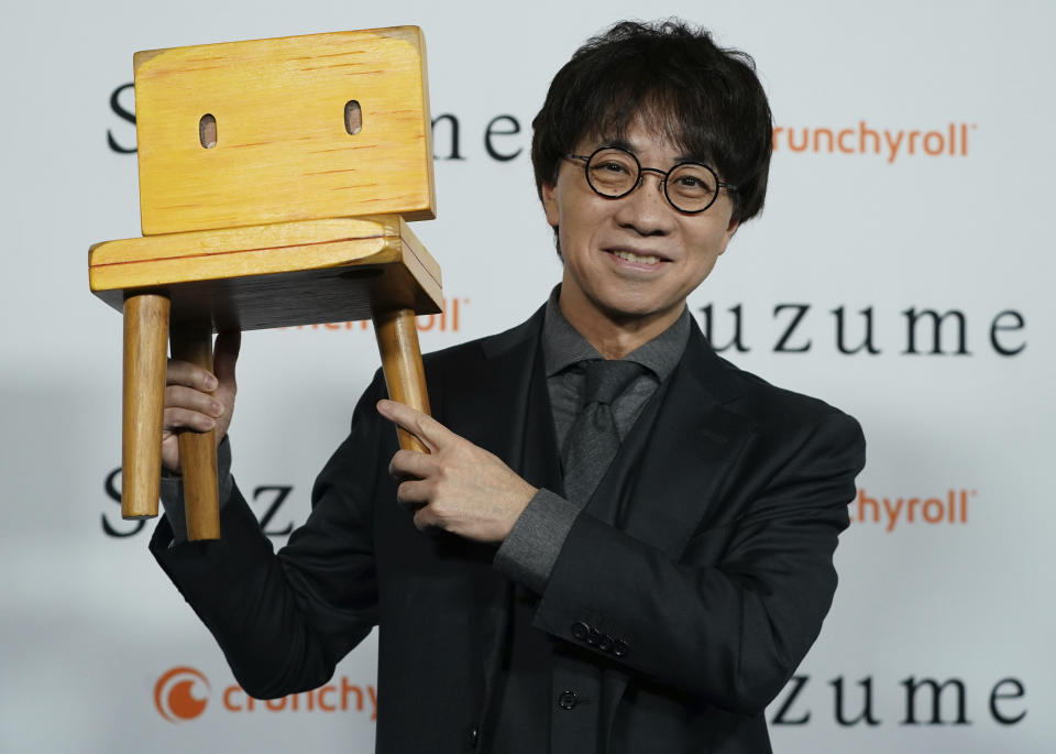 Makoto Shinkai arrives at the premiere of "Suzume" on Monday, April 3, 2023, at The Academy Museum of Motion Pictures in Los Angeles. (Photo by Jordan Strauss/Invision/AP)