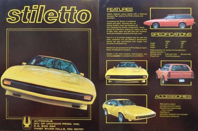 Original Autonique Stiletto brochure. Image Credit: Fiberclassics Facebook page