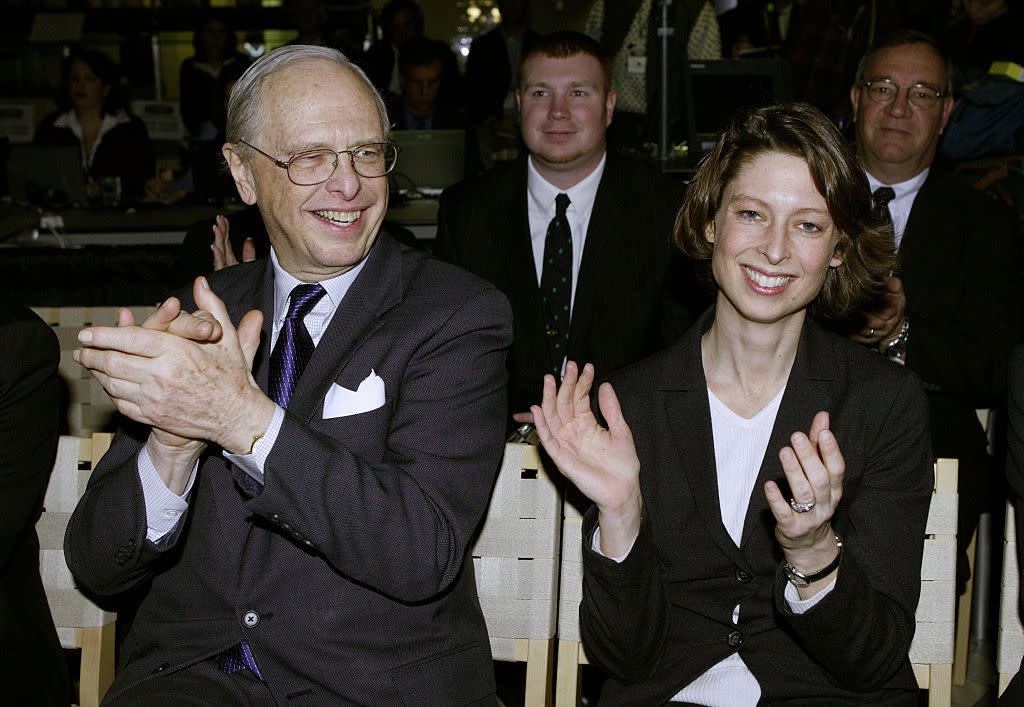 Abigail Johnson, president of Fidelity Management & Research Co, and her father Fidelity Chairman Edward (Ned) C. Johnson III