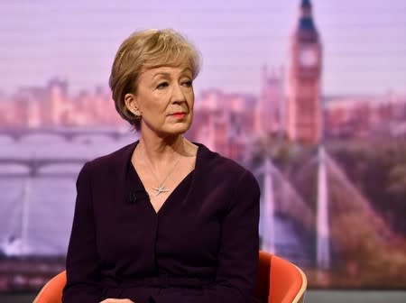 Andrea Leadsom MP, former Leader of the House of Commons appears on BBC TV's The Andrew Marr Show in London